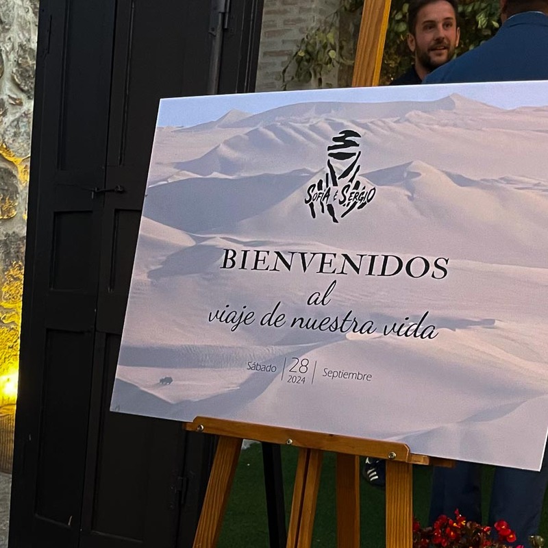 Boda rally Dakar - Seating plan original con el mapa del recorrido del Rally.
